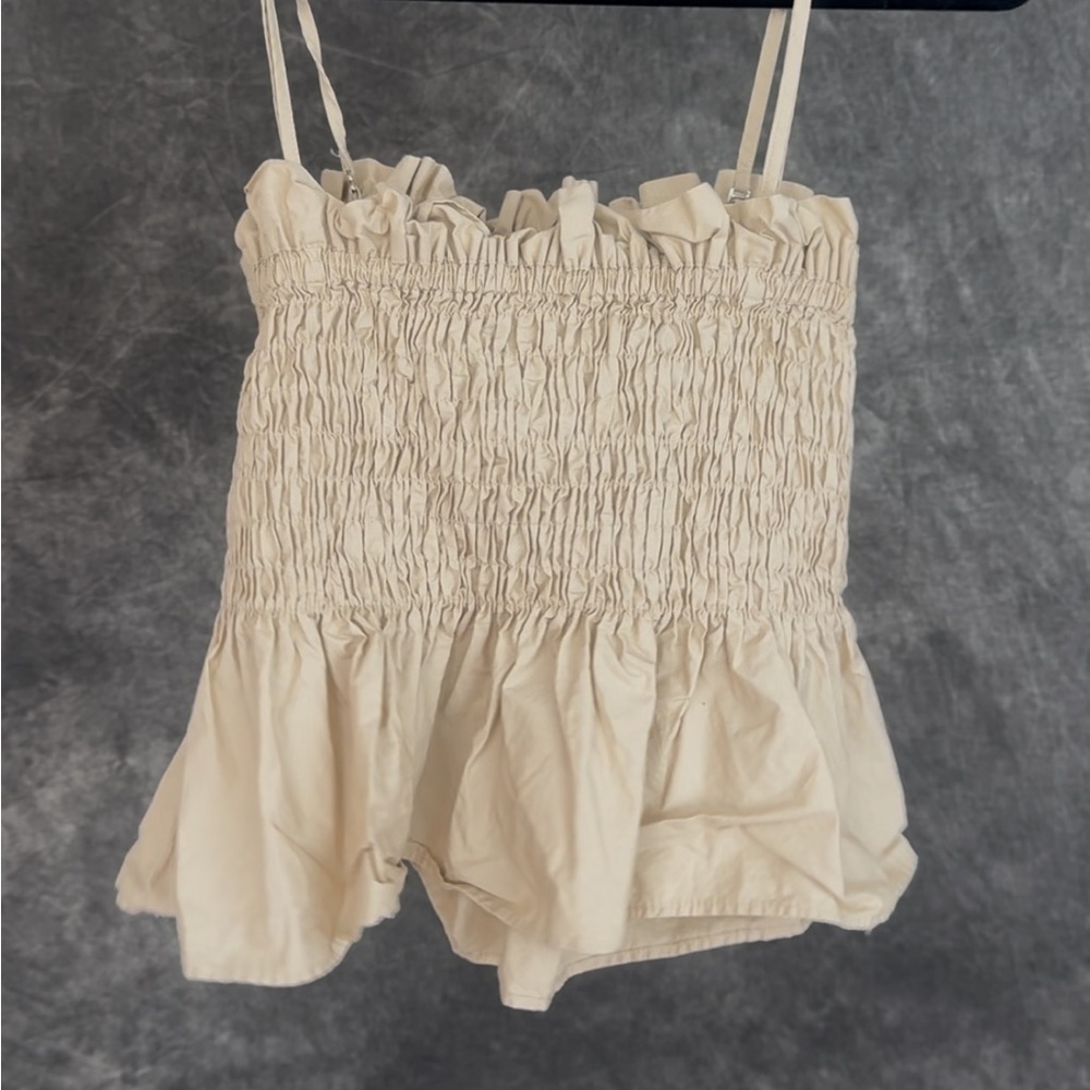 H&M Tan Ruched Peplum Cami Top | Size S